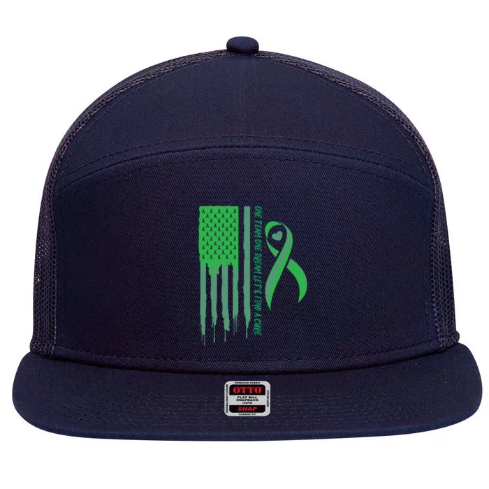 One Team One Dream Lets Find A Cure I Usa Green Flag Gift 7 Panel Mesh Trucker Snapback Hat