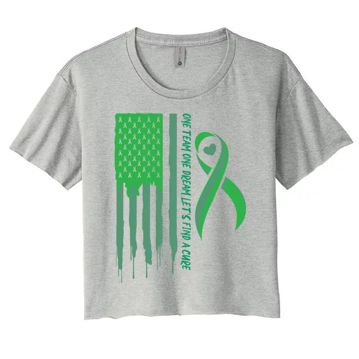 One Team One Dream Lets Find A Cure I Usa Green Flag Gift Women's Crop Top Tee