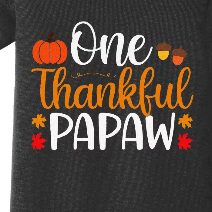 One Thankful Papaw Thankgiving Fall Autumn Pumpkin Dad Baby Bodysuit