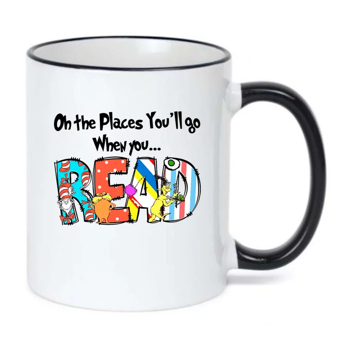 Oh The Places You'll Go When You Read National Read Across America Black Color Changing Mug