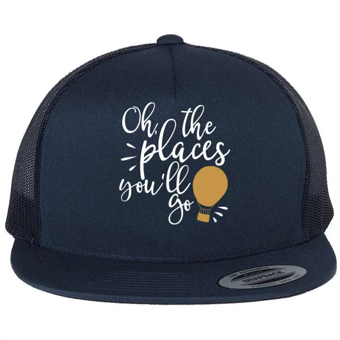 Oh The Places You'll Go Thinking Lightbulb Flat Bill Trucker Hat