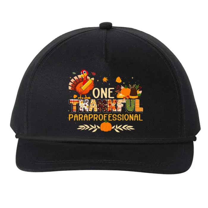 One Thankful Paraprofessional Turkey Autumn Thanksgiving Snapback Five-Panel Rope Hat