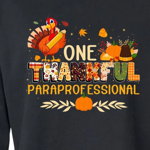 One Thankful Paraprofessional Turkey Autumn Thanksgiving Cropped Pullover Crew