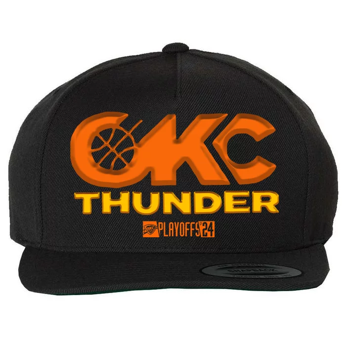 Okc Thunder Playoff 2024 Wool Snapback Cap