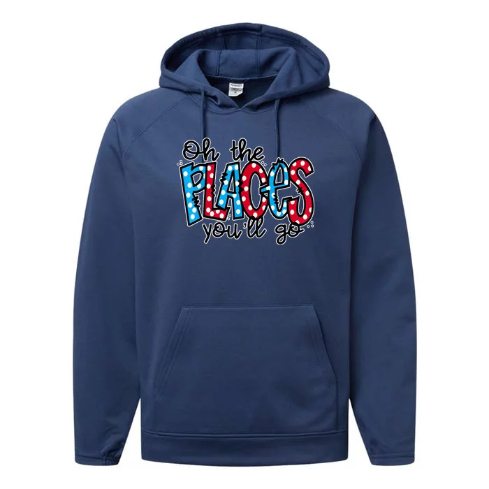 Oh The Places You Will Go Read Educate School Performance Fleece Hoodie