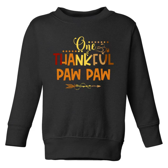 One Thankful Paw Paw Thanksgiving Family Matching Group Gifts Toddler Sweatshirt