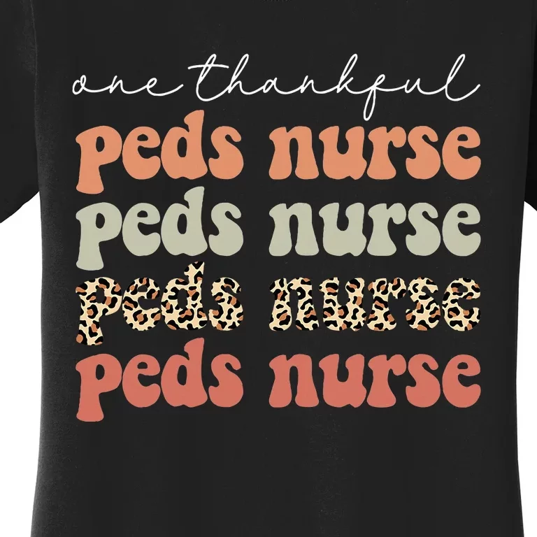 One Thankful PEDS Nurse Autumn Tree Fall Leaves Thanksgiving Women's T-Shirt