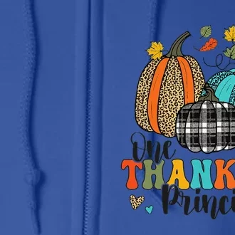 One Thankful Principal School Pumpkins Thanksgiving Fall Full Zip Hoodie