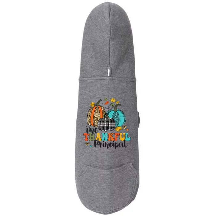 One Thankful Principal School Pumpkins Thanksgiving Fall Doggie 3-End Fleece Hoodie