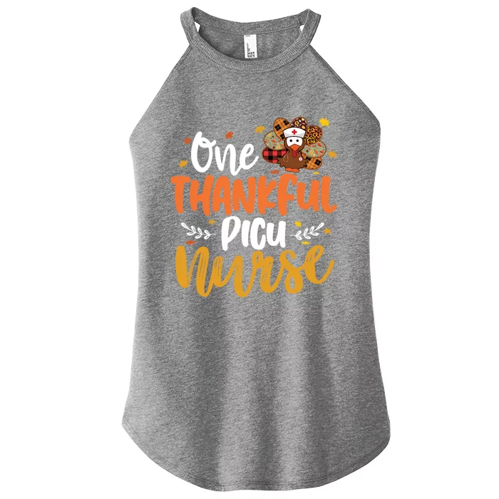 One Thankful Picu Nurse Turkey Leopard Thanksgiving Gift Women’s Perfect Tri Rocker Tank