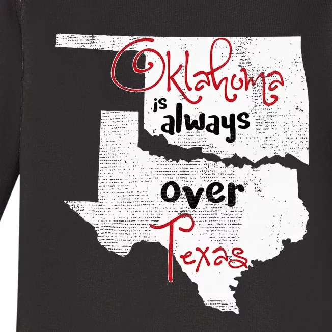 Oklahoma Texas Rivals Okie Distressed Baby Long Sleeve Bodysuit