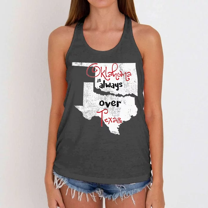 Oklahoma Texas Rivals Okie Distressed Women's Knotted Racerback Tank