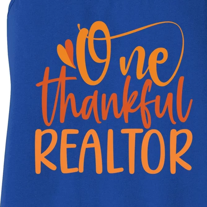 One Thankful Realtor Thanksgiving Real Estate Agent Funny Gift Women's Racerback Tank