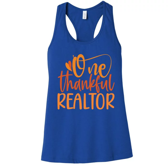 One Thankful Realtor Thanksgiving Real Estate Agent Funny Gift Women's Racerback Tank