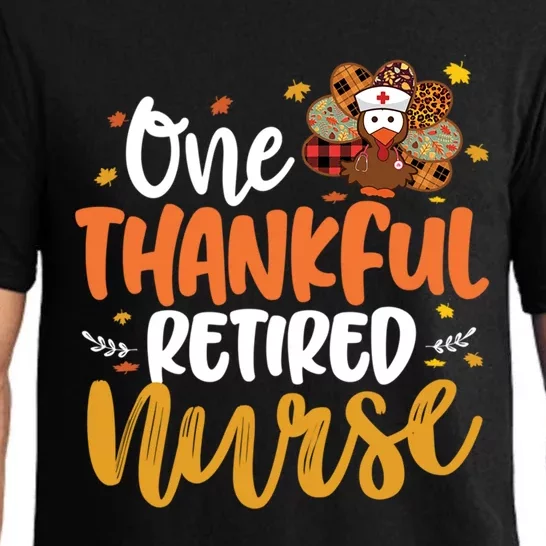 One Thankful Retired Nurse Turkey Leopard Thanksgiving Gift Pajama Set