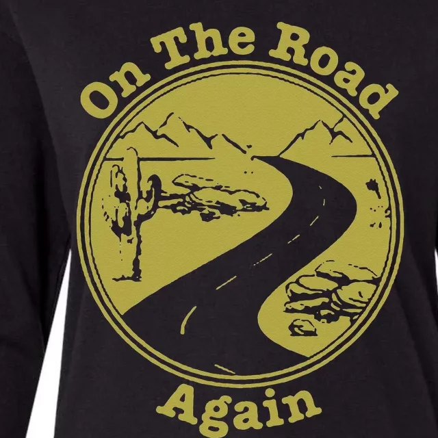 On The Road Again Vacation Camping Road Trip Womens Cotton Relaxed Long Sleeve T-Shirt