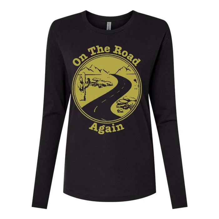 On The Road Again Vacation Camping Road Trip Womens Cotton Relaxed Long Sleeve T-Shirt