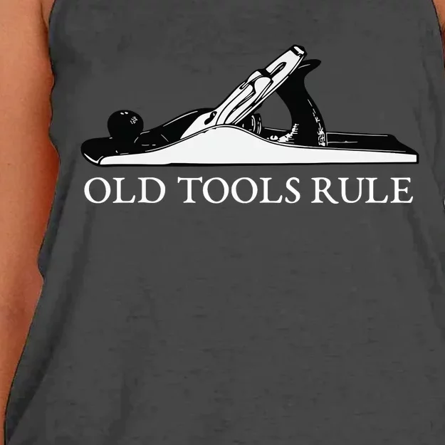 OLD TOOLS RULE HAND PLANE WOODWORKING MAN CAVE Women's Knotted Racerback Tank