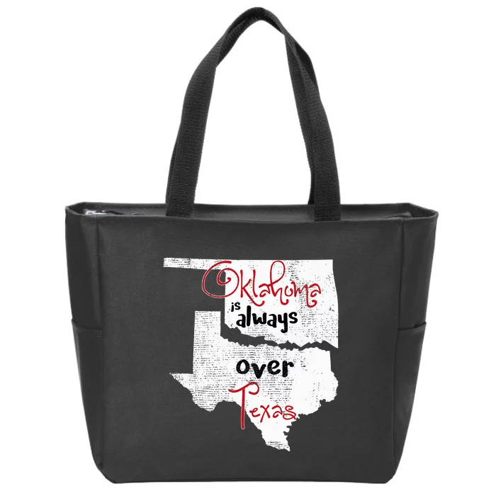 Oklahoma Texas Rivals Okie Distressed Zip Tote Bag