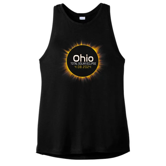 Ohio Total Solar Eclipse April 8 2024 Ladies Tri-Blend Wicking Tank