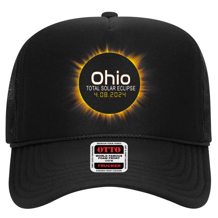 Ohio Total Solar Eclipse April 8 2024 High Crown Mesh Trucker Hat