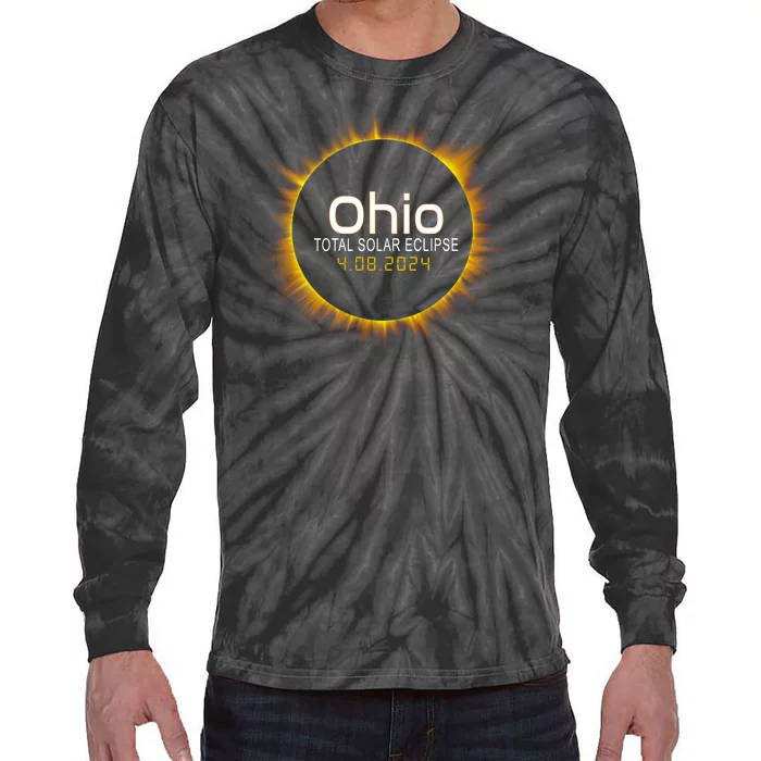 Ohio Total Solar Eclipse April 8 2024 Tie-Dye Long Sleeve Shirt