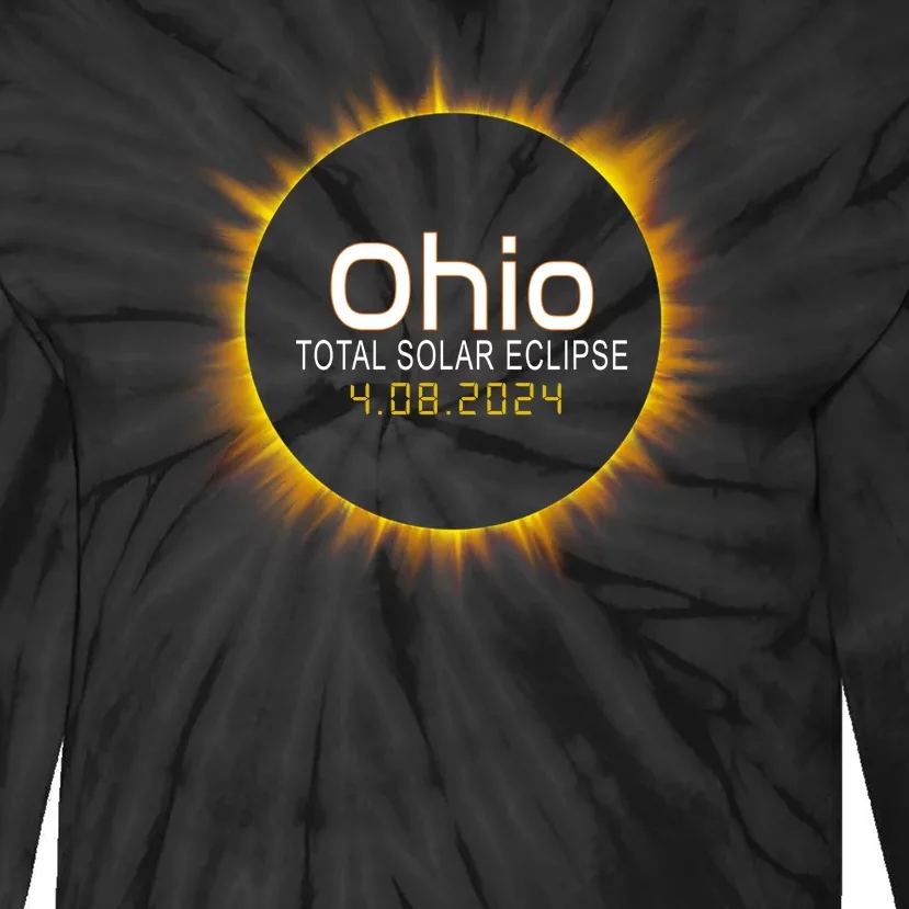 Ohio Total Solar Eclipse April 8 2024 Tie-Dye Long Sleeve Shirt