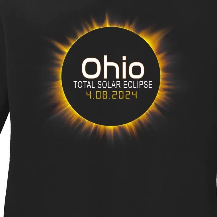 Ohio Total Solar Eclipse April 8 2024 Ladies Long Sleeve Shirt