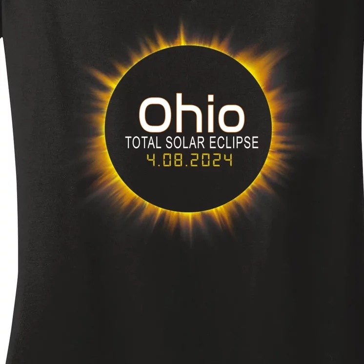 Ohio Total Solar Eclipse April 8 2024 Women's V-Neck T-Shirt