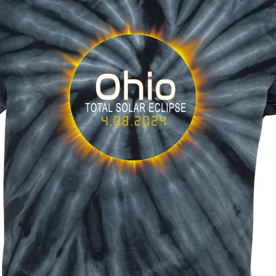 Ohio Total Solar Eclipse April 8 2024 Kids Tie-Dye T-Shirt