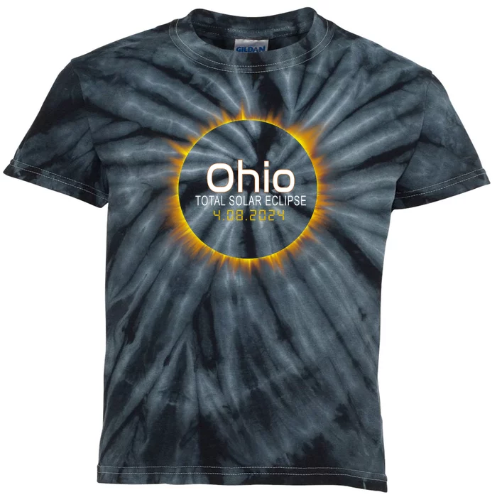 Ohio Total Solar Eclipse April 8 2024 Kids Tie-Dye T-Shirt