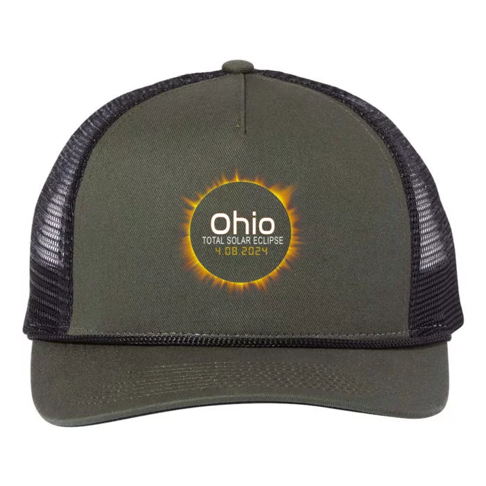 Ohio Total Solar Eclipse April 8 2024 Retro Rope Trucker Hat Cap