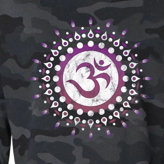 Om Tra Sun Symbol Dala Flower Yoga Namaste Love Funny Gift Cropped Pullover Crew