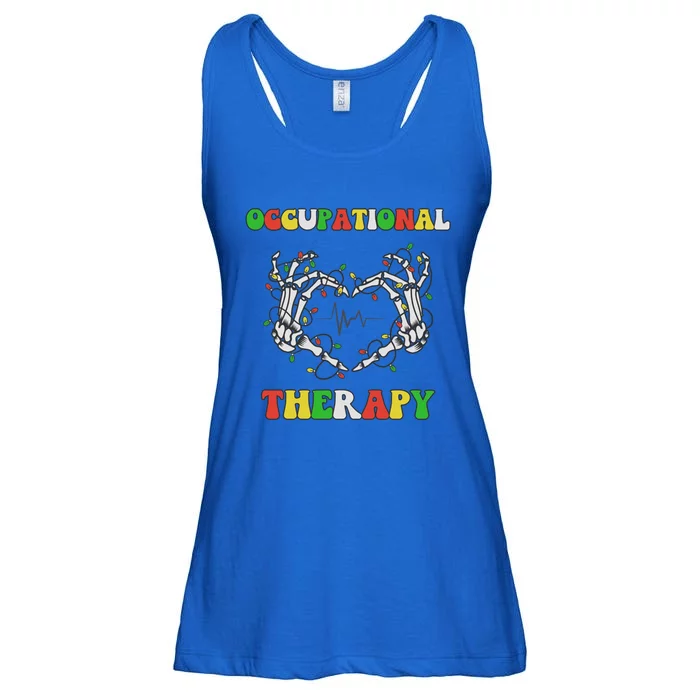 Occupational Therapy Skeleton Hand Christmas Light Heartbeat Gift Ladies Essential Flowy Tank