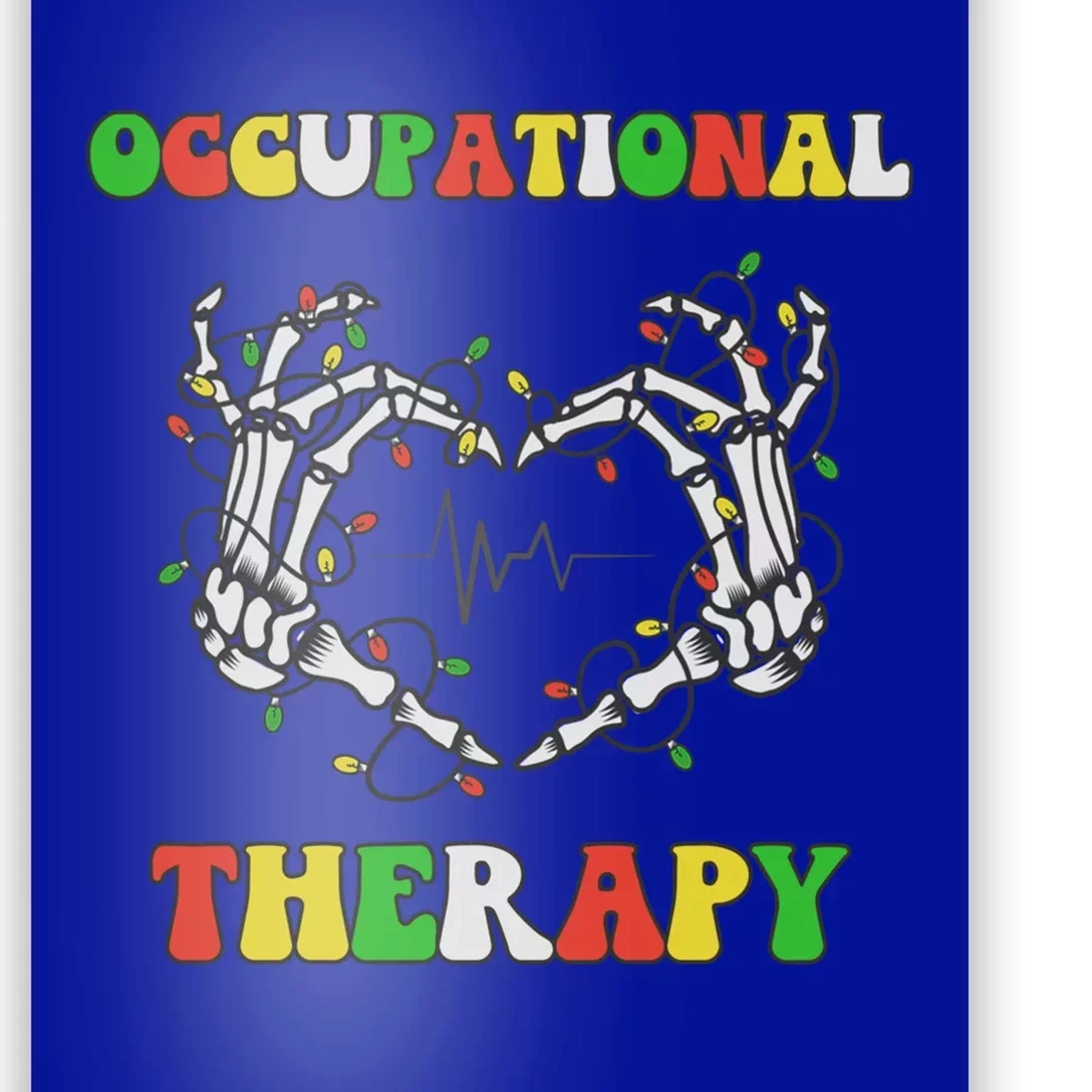 Occupational Therapy Skeleton Hand Christmas Light Heartbeat Gift Poster