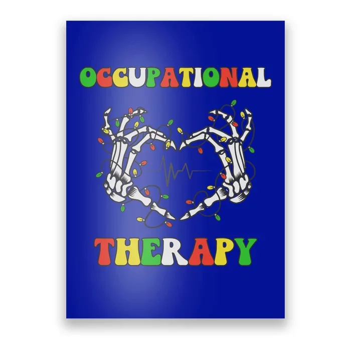 Occupational Therapy Skeleton Hand Christmas Light Heartbeat Gift Poster