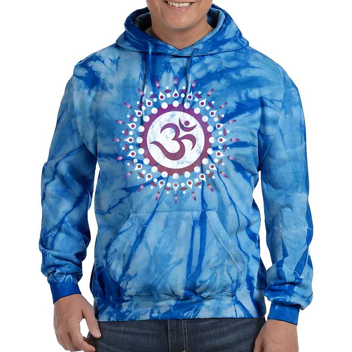 Om Tra Sun Symbol Dala Flower Yoga Namaste Love Gift Tie Dye Hoodie