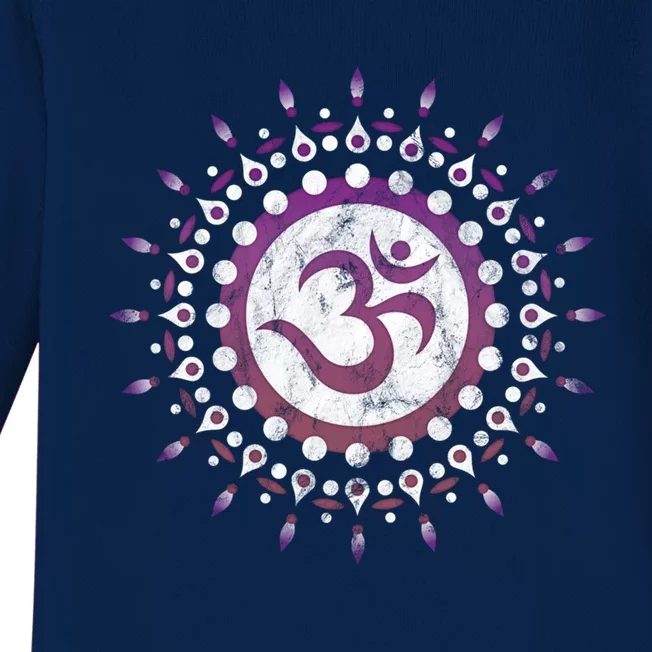 Om Tra Sun Symbol Dala Flower Yoga Namaste Love Gift Baby Long Sleeve Bodysuit