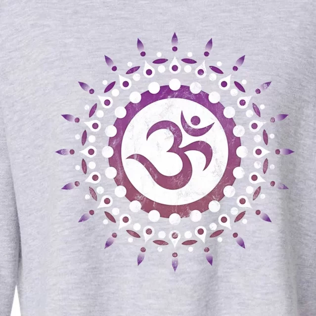 Om Tra Sun Symbol Dala Flower Yoga Namaste Love Gift Cropped Pullover Crew