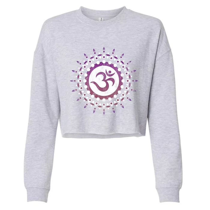 Om Tra Sun Symbol Dala Flower Yoga Namaste Love Gift Cropped Pullover Crew