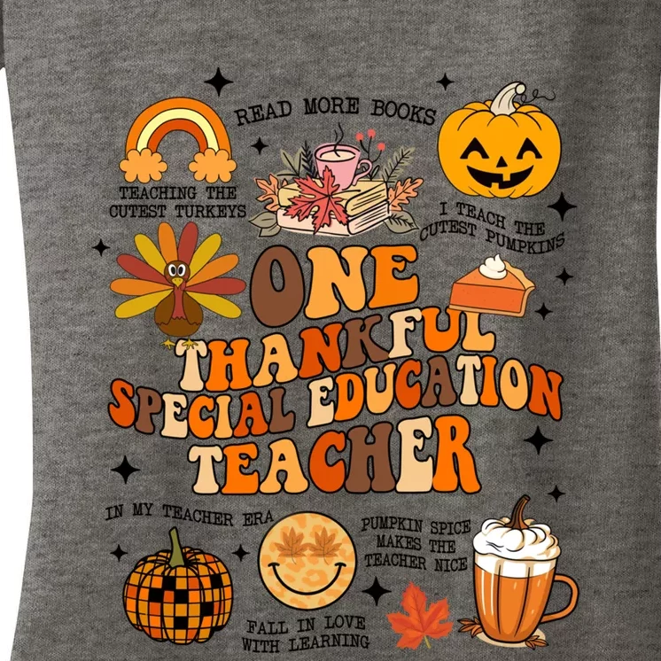 One Thankful Special Education Teacher Thanksgiving Fall Women's V-Neck T-Shirt