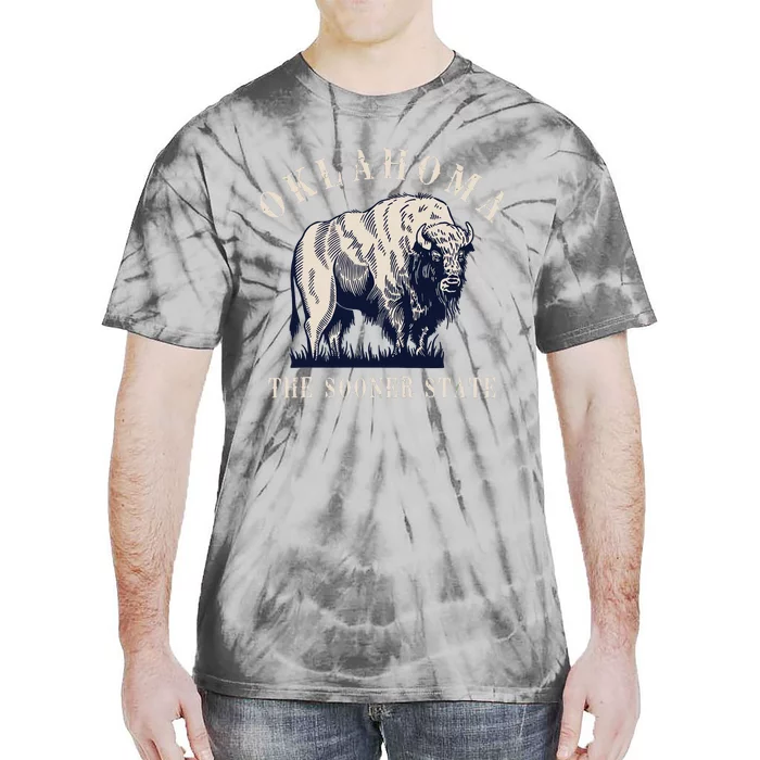 Oklahoma The Sooner State American Bison Buffalo Vintage Tie-Dye T-Shirt