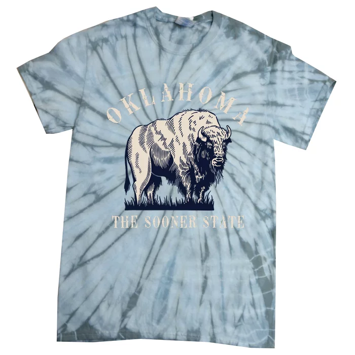 Oklahoma The Sooner State American Bison Buffalo Vintage Tie-Dye T-Shirt