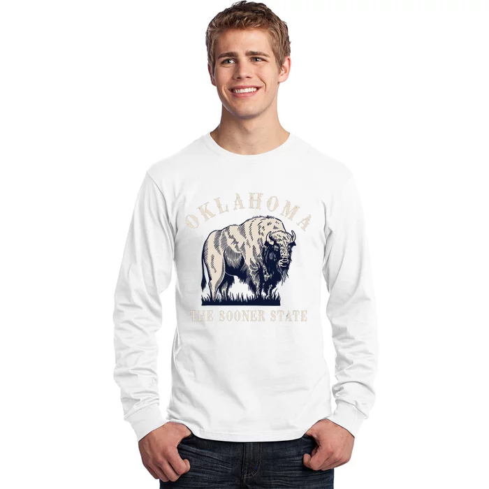 Oklahoma The Sooner State American Bison Buffalo Vintage Long Sleeve Shirt