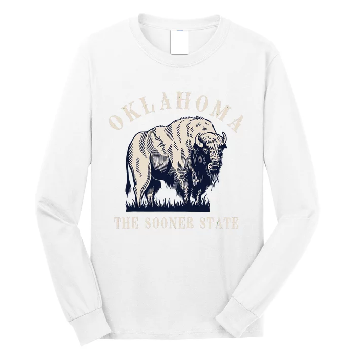 Oklahoma The Sooner State American Bison Buffalo Vintage Long Sleeve Shirt