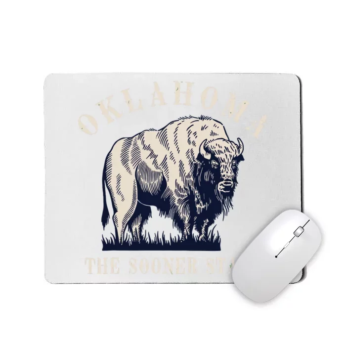 Oklahoma The Sooner State American Bison Buffalo Vintage Mousepad