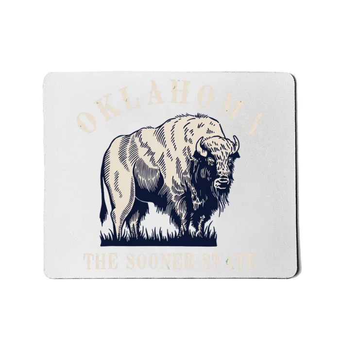 Oklahoma The Sooner State American Bison Buffalo Vintage Mousepad