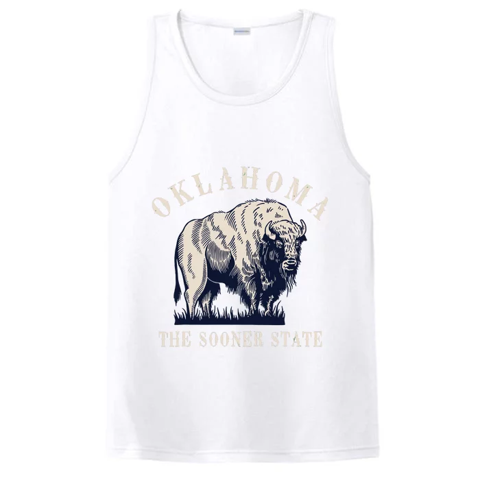 Oklahoma The Sooner State American Bison Buffalo Vintage Performance Tank