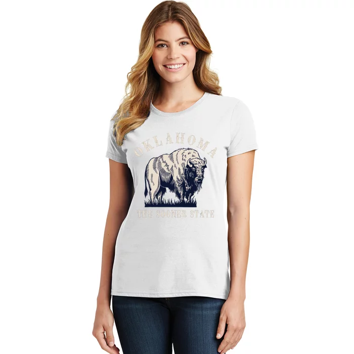 Oklahoma The Sooner State American Bison Buffalo Vintage Women's T-Shirt