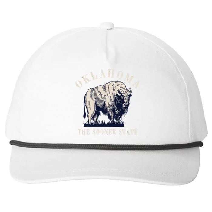 Oklahoma The Sooner State American Bison Buffalo Vintage Snapback Five-Panel Rope Hat